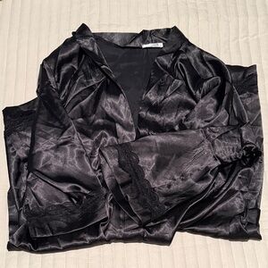 Elegant Black Satin Robe